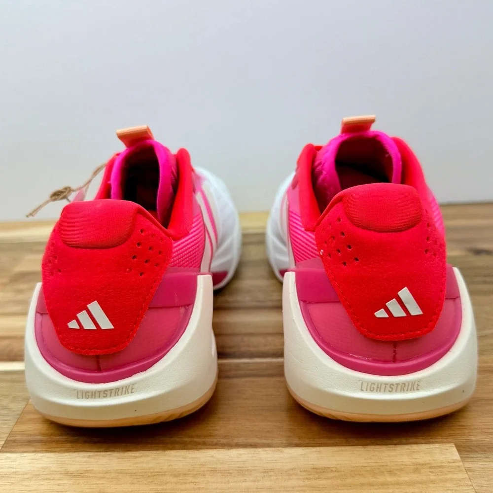 Adidas Ubersonic 5 Tennis Shoes Women's Pink White Heart Lace Up Athletic Size 8